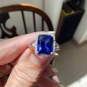 Sapphire and Diamond Ring ~ Size 6 1/2